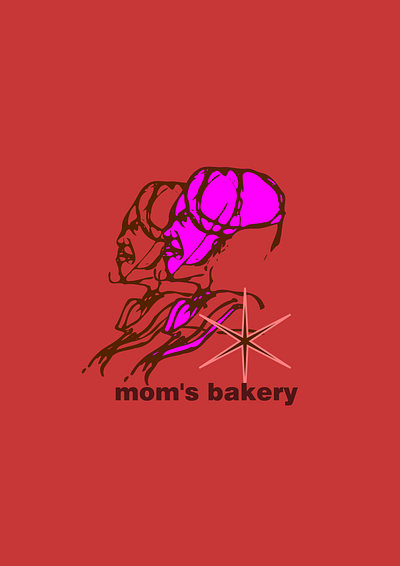 Mom's Bakery branding design illustration logo typography vector