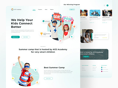 SummerWonders - Summer Camp Event (Landing Page) clean landing page design discover dribbble event event agencies event app event organizers hero section landing page minimalist modern design popular redesign summer camp trending ui uiux website website design