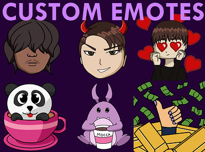 Moccagaming Twitch Emotes Part 2 design emotes graphic design illustration twitch vector
