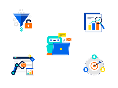 Sales Trends Icons arrow files flat flat art folder illustratons sales trends target