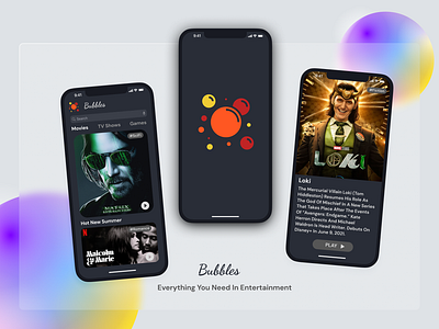 Bubbles - iOS Entertainment App branding design graphic design illustration minimal typography ui ux ux design