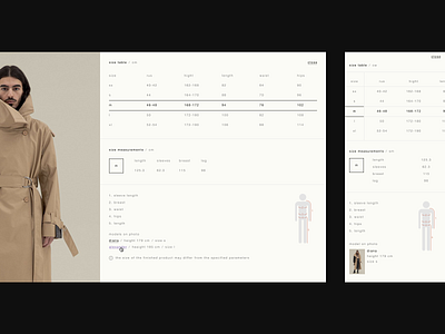 Size table black clothes e commerce ecommerce fashion size table ui ux