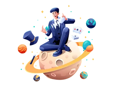 Magician World character illustration magic magician vector