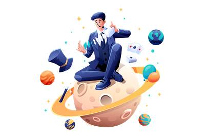 Magician World character illustration magic magician vector