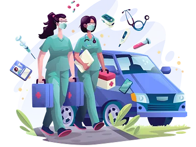 Home Care character doctor health home care illustration vector
