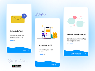 Schoduler - Message Scheduler app androidapp appdesign dailyui figma iosapp iosappdesign messagescheduler onboarding onboardingpage prototyping schedulerapp ui uiux ux wireframing xd