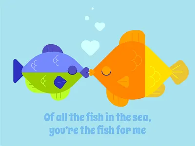 Fish Kiss art cute design fish illustration love valentine vector