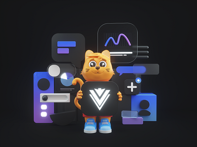 Designer Cat! 3d 3dillustration branding character design graphic design illustration motion graphics ui ux vector web