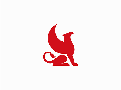 Minimalist Griffin Logo animal branding design eagle griffin icon identity illustration lion logo magic mark minimalist modern premium red sports symbol vector wings