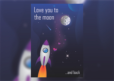 Gift card adobeillustator giftcard illustration love rocket sky space vector