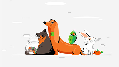 My Favorite Pets 🐕🐈🐇🐦 2d character 2d illustration animals bird cat cat character dog dogs fish flat design flatdesign illustration illustrator motion graphics pets petshop rabbit