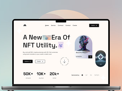 NFT Marketplace Web 3d app branding crypto cryptoart cryptocurrency dark design graphic design header icon illustration logo marketplace nfts typography ui ux vector web design