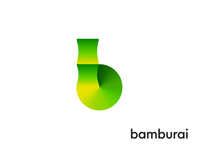 Logo Design for Bamburai - Digital Product Design Agency 3d gradient asia bali indonesia bamboo brand identity branding company culture green fresh lettermark logo mark symbol icon metaverse mihai dolganiuc design plant grow growth product design startup tech tree nature type typography text custom website social media