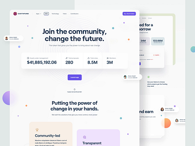 EarthFund.io – DAO 1earth clean clean ui crypto dao dapps earthfund hero header illustration landing page minimal navigation pastel pattern ui ui design ux ux design wallet web design