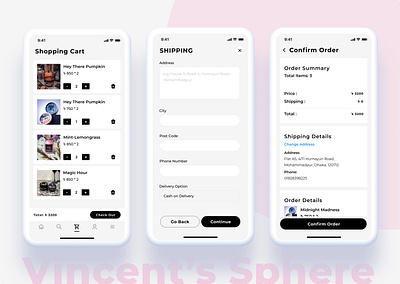 Ecommerce checkout flow (Vincent's Sphere) branding checkout ecommerce figma shipping ui ux