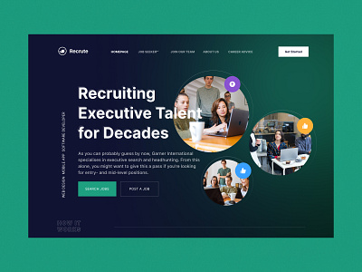 Recruitment Agency Landing Page Design agency articles black blog company design flat green hiring illustration minimal people professional recruitement remote typography ui ux white