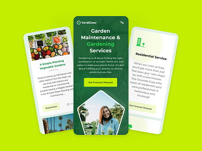 Gardening Mobile Landing Page Design branding company design flat gardening green landscape landscaping lime minimal typography ui ux yard yellow