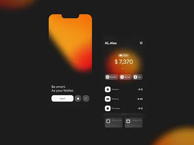Finance App – Wallet 🧠 app bank clear dark figma finance gradient interface ios minimalism mobile ui wallet
