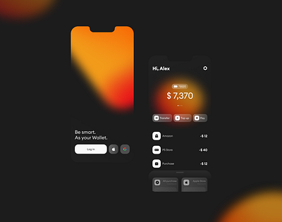 Finance App – Wallet 🧠 app bank clear dark figma finance gradient interface ios minimalism mobile ui wallet