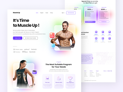 Muscle Up - Fitness Landing Page clean ui exercise fitness gym health landing page lifestyle muscle training typography ui ui design ux web design website workout