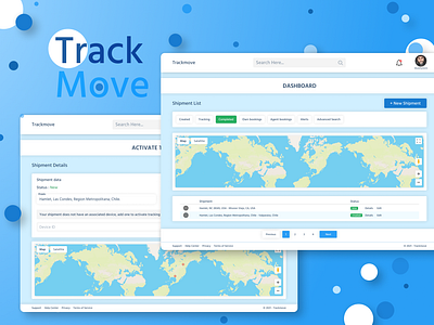 Tracking Dashboard amazing design app branding dashboard design graphic design illustration loading it solutions logo minimal modern modern design track move tracking dashboard ui ui ux unique ux web based world wide