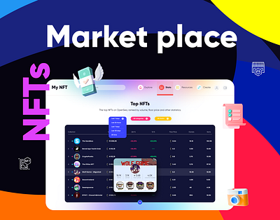 NFT Marketplace cartoon crypto cryptocurrency dashboard marketplace nft ui ux