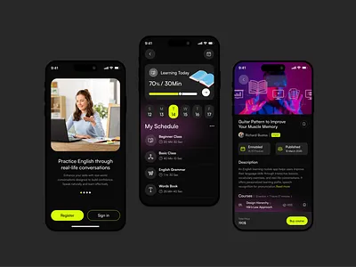 English Learning Mobile App app app design course course app e learning education education app english course mobile app mobile app design mobile design mobile ui