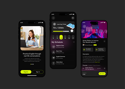 English Learning Mobile App app app design course course app e learning education education app english course mobile app mobile app design mobile design mobile ui