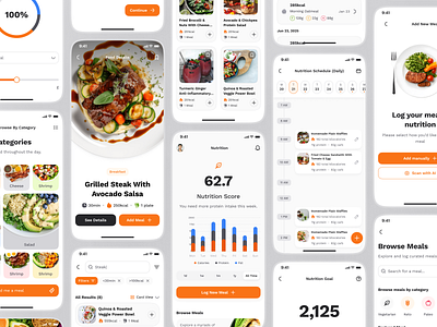 sandow v2: AI Fitness & Nutrition App | Meal Planner & Calendar ai workout app clean coaching app diet app figma ui kit fitness mobile app fitness ui kit food tracker app meal planner app minimal modern nutrition app nutrition ui nutrition ui kit orange personalized fitness smart fitness smart nutrition smart workout wellness app