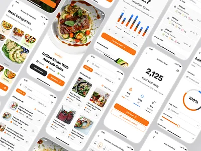 sandow v2: AI Fitness & Nutrition App | Browse Meal & Recipe UI ai fitness app ai workout app clean diet app figma ui kit fitness mobile app fitness ui kit food app meal planner app minimal modern nutrition app nutrition ui nutrition ui kit orange recipe app smart fitness smart nutrition wellness app workout app
