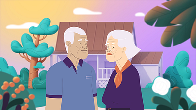 Old couple 2d art behance character flat design illustration illustrator old procreate