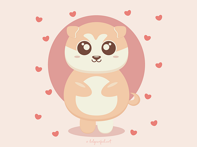 puppy in love akita inu animals animals art cute cute art dog flat flat illustration heart illustration love love art puppy puppy art vector vector illustration