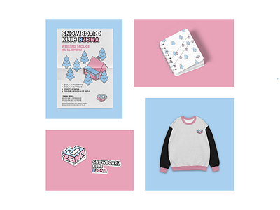 Snowboard Club Bzona Applications applications art direction branding bzona graphic design identity illustration isometric isometry mock mockup mountain poster shirt snow snowboarding stickers
