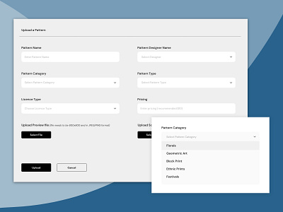 Uploading a Pattern daily ui 7 dailyui dailyui100 screen settings ui user interface