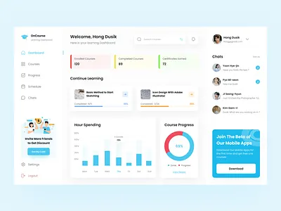 Online Course Dashboard app design class creative dashboard dashboard app dashboard design illustration learning online online class online learning onlinecourse ui ui design uiux web web app web design webapp website