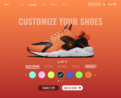 Customize Product app concept custom customize design fashion home illustration mobile nike product running shoes shop sneakers ui ux web website