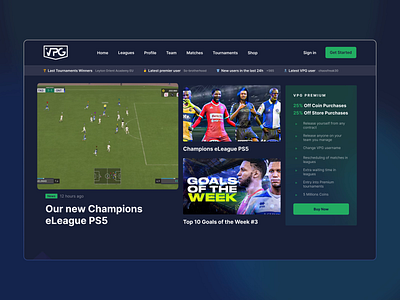 VPG - The future of eSports gaming animation app branding community dark ui design esports fabulo fifa game ui gaming platform ui ux web app website