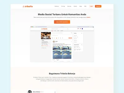 Landing Page For All in One Community Management Platform 3d assets all in one community company profile graphic design indonesia landing page management orange platform startup uiux web design website design