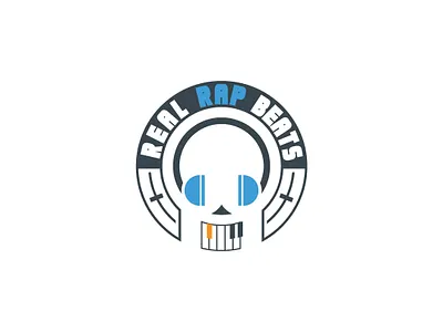 Real Rap Beats beats golden tooth headphones hiphop instrumental keyboard logo music rap skull