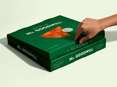 Mr Goodwill — Pizza Packaging box branding cardboard corrugated graphic design green packaging pizza restaurant