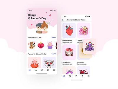 Happy Valentine's Day - App Design Concept app app design application dating design trend flat design graphic design illustration logo love pinc redesign romantic simple design sticker stickerpacks ui uiux valentines day web app