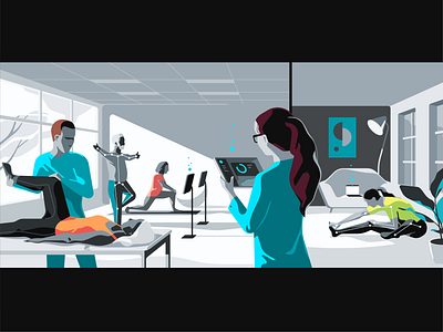 Remote & On-site therapy doctor editorial healthcare illustration physical tech therapy