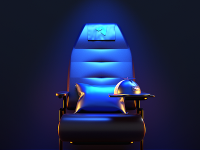 FlightClub 3d blender blue branding dark design illustration light plane seat