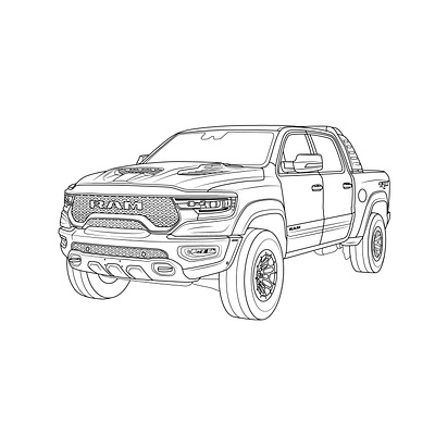 RAM line art illustration car coloring coloring page design illustration line art outline vector