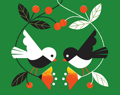 Lovebirds birds card design digital illustration dribbble weekly warm up floral flowers green illustration love lovebirds postcard valentine valentines day