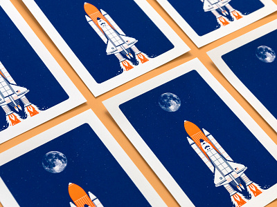 Space Shuttle Screenprint half tone halftone launch moon nasa print rocket science screen print screenprint space space shuttle stars two colour