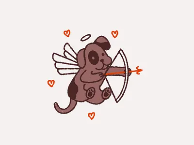 Puppy Cupid angel arrow bow cupid cute dog hearts holiday illustration puppy texture valentines