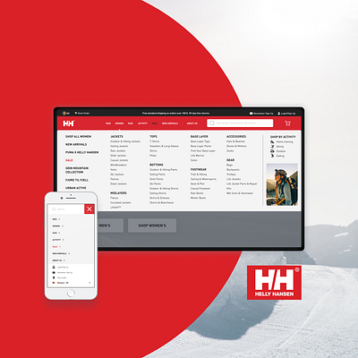 Improving site navigation - fashion eCommerce brand clothes design desktop ecommerce fashion grey hamburguer manu helly hansen menu mobile navigation red responsive shop site navigation ui ux