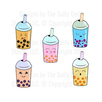 Boba Family boba bubble tea cute design elements graphic design hand drawn icons illustration logo