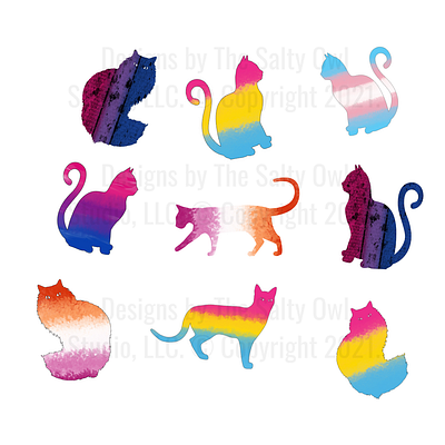 Gay Kitties cat cats design elements graphic design hand drawn icons illustration lgbtq lgbtqia stickers